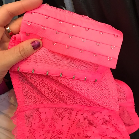 NWT Victorias Secret Dream Angels Corset Bustier Strapless Hot Pink Lace & Mesh - Picture 3 of 16